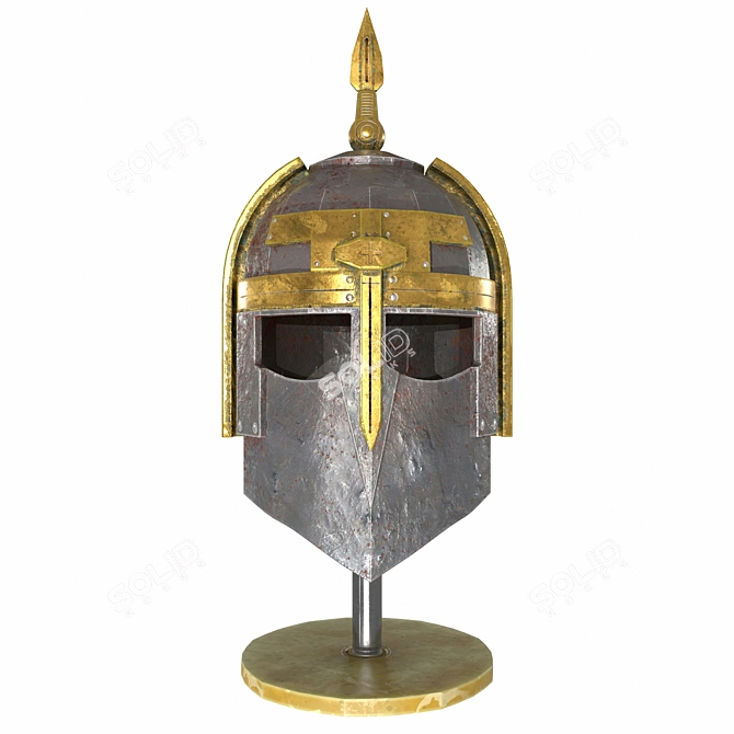 Antique Decorative Helmet with Table 3D model image 6