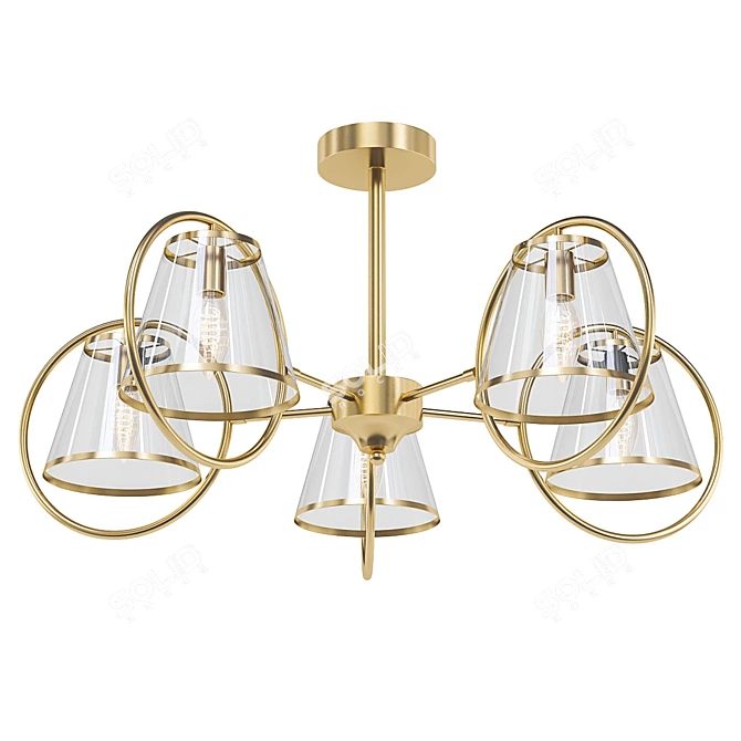 Elegant Pearl Gold Ceiling Chandelier 3D model image 1