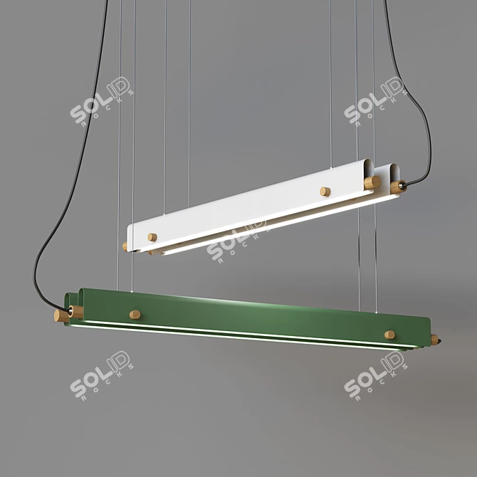 LED Pendant Light - Metal and Wood, Multiple Colors, 150cm Hanging Height 3D model image 1