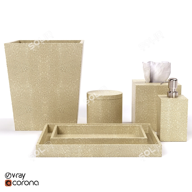 Luxurious Shagreen Bath Set 3D model image 1