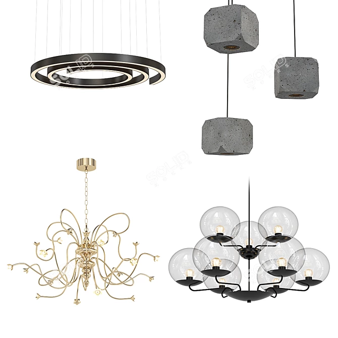 Modern Chandelier Collection: Cantori RIALTO, ILFARI BALLROOM, INDELAGUE ROXO Lighting CONCEPT S 3D model image 5