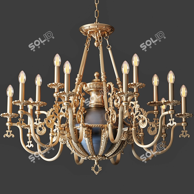 Chiaro Gabriel Chandelier - Elegant Brass and Bronze Light Fixture 3D model image 1