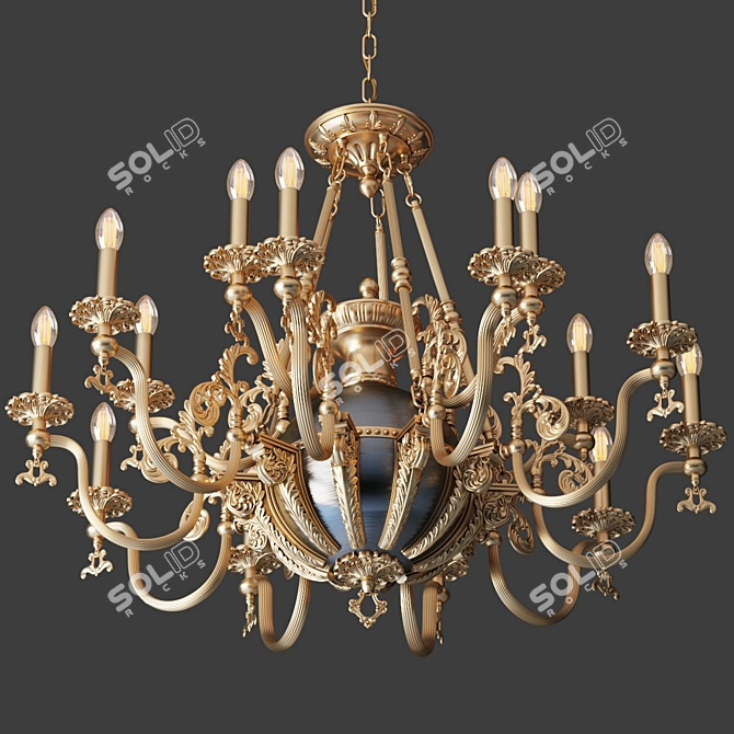 Chiaro Gabriel Chandelier - Elegant Brass and Bronze Light Fixture 3D model image 2