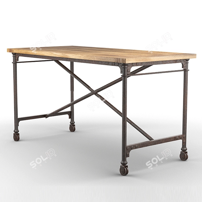 Industrial-Inspired Flatiron Desk 3D model image 2