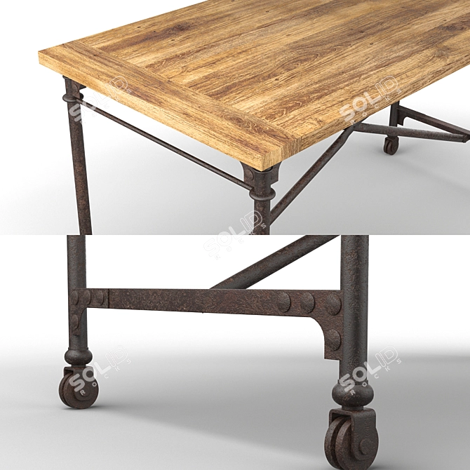 Industrial-Inspired Flatiron Desk 3D model image 4