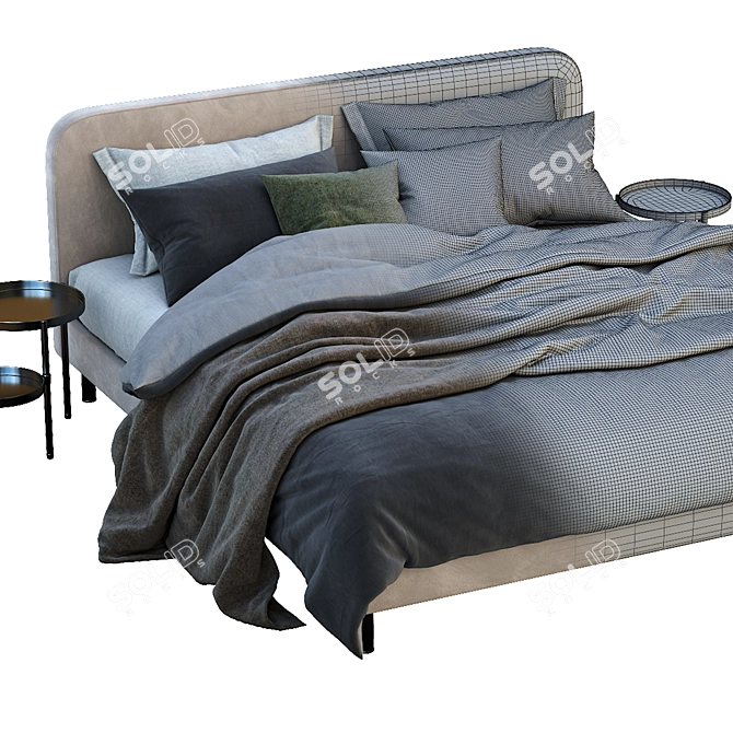 Modern Besley Super Kingsize Bed 3D model image 3