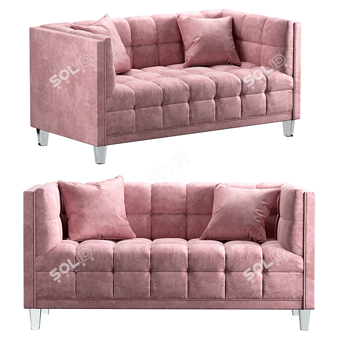 Mariel Velvet Loveseat with Clear Acrylic Legs 3D model image 1