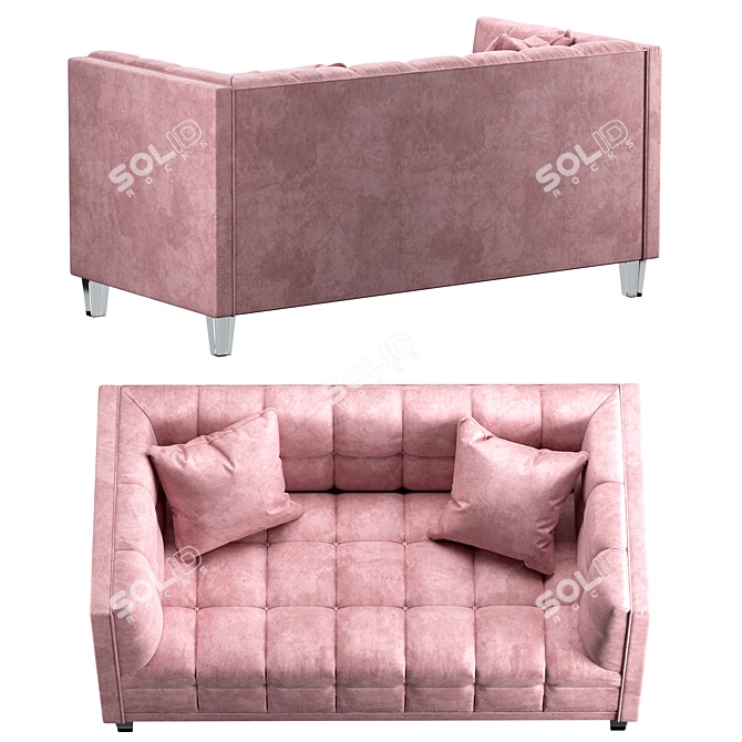 Mariel Velvet Loveseat with Clear Acrylic Legs 3D model image 3