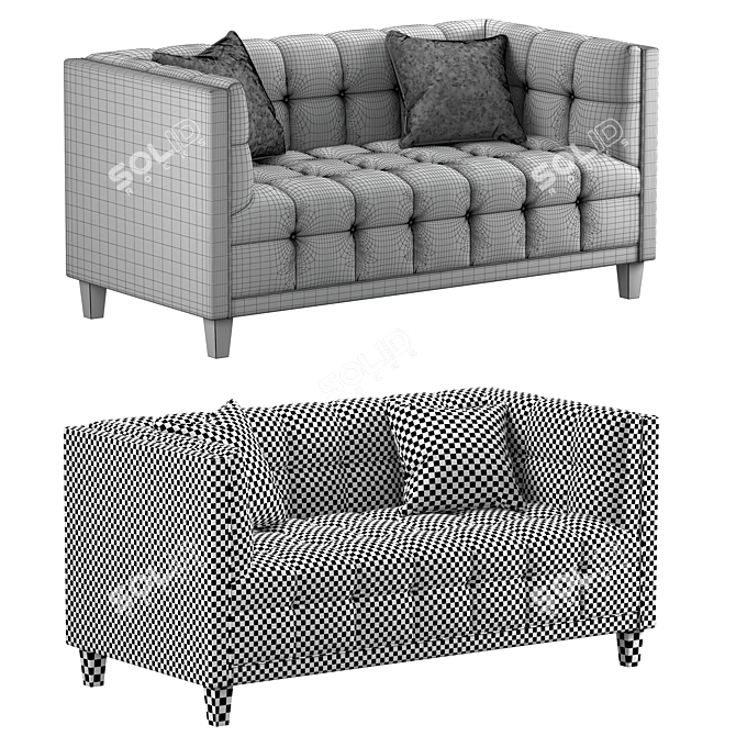 Mariel Velvet Loveseat with Clear Acrylic Legs 3D model image 5