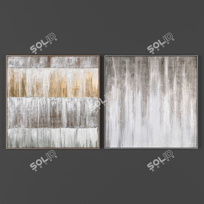 Contemporary Framed Art Set: 2 Frames, 900x900mm, 2000x2000 pixel Textures 3D model image 1