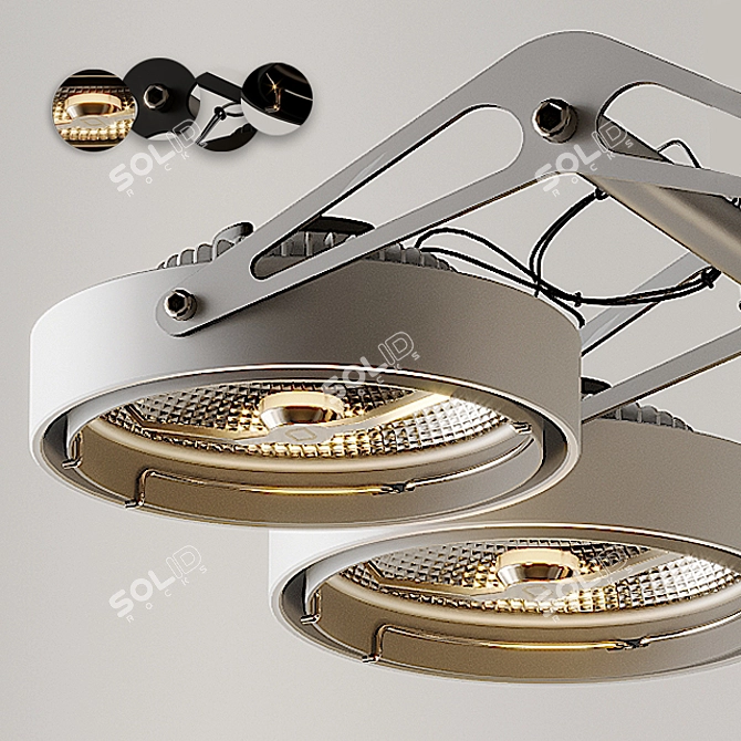 Modular Nomad Ceiling Light - Black and Silver 3D model image 5