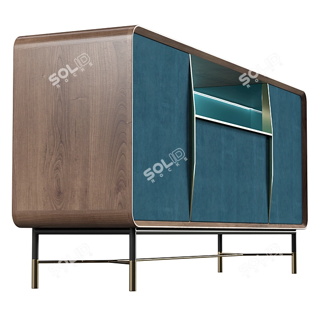 Chic Turquoise Sideboard 3D model image 2