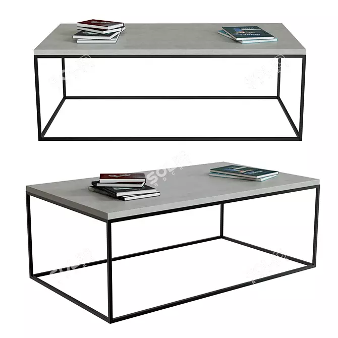 Niles Cement Coffee Table - Sleek and Durable 3D model image 1