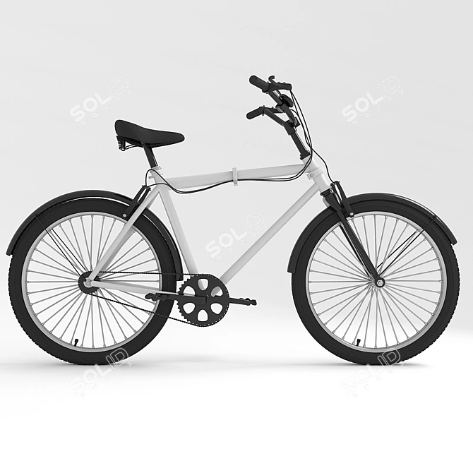 Modern Bicycle with Brake System & Bell 3D model image 2