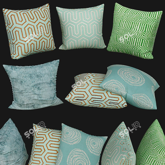 Elegant Sofa Pillows 3D model image 1