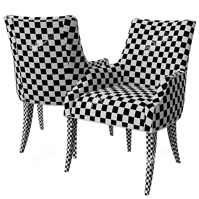 Elegant Keeley Dining Chair 3D model image 3