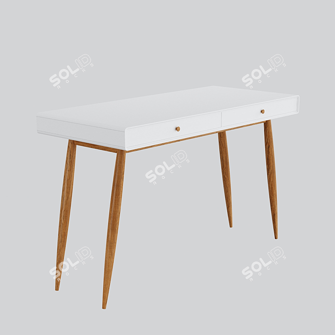 Modern Office Table with 2 Drawers (124x53x76cm) 3D model image 5