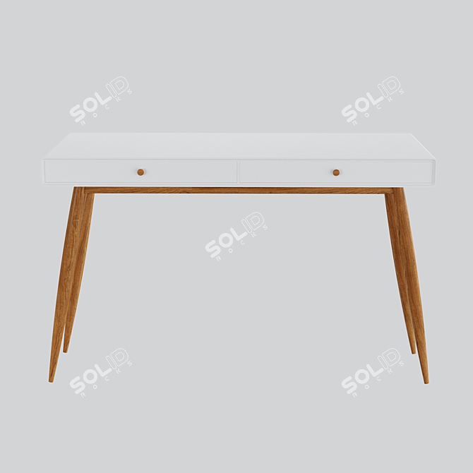 Modern Office Table with 2 Drawers (124x53x76cm) 3D model image 6