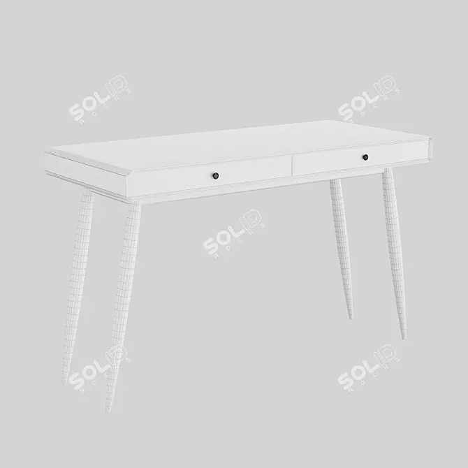 Modern Office Table with 2 Drawers (124x53x76cm) 3D model image 1