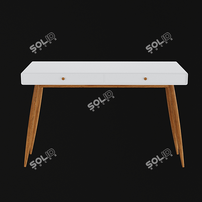 Modern Office Table with 2 Drawers (124x53x76cm) 3D model image 3