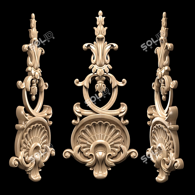 Elegant Carved Trim - Classic Style 3D model image 1