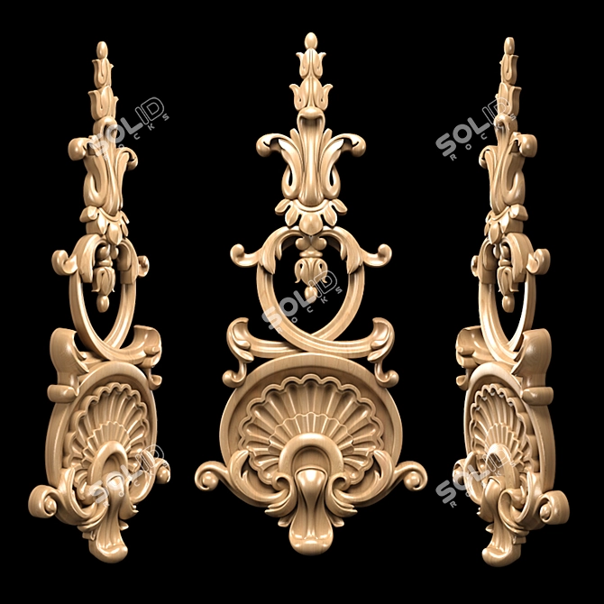 Elegant Carved Trim - Classic Style 3D model image 2