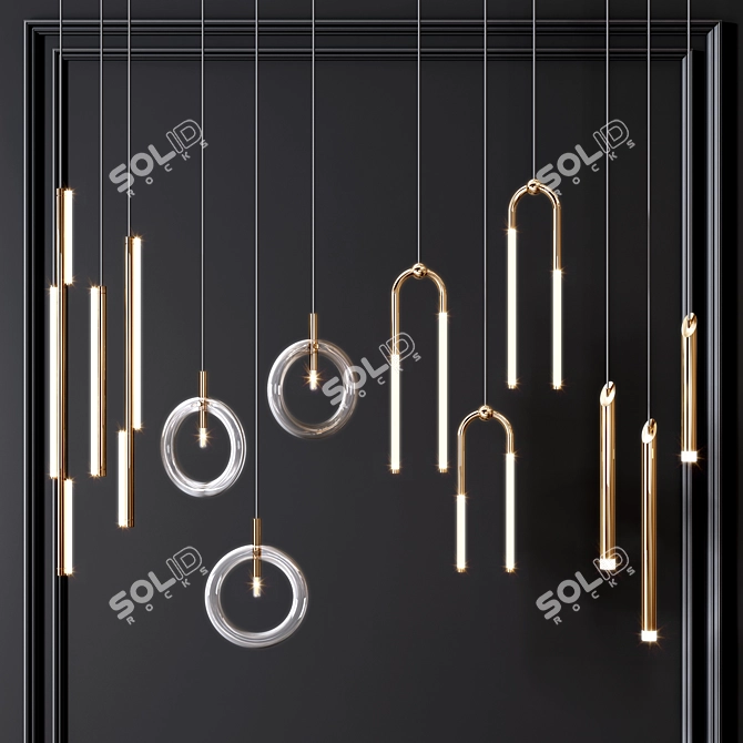 Elegant Pendant Lights Set 3D model image 1