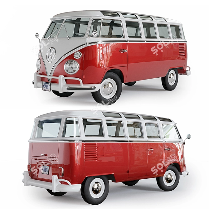 Classic Volkswagen Transporter: Timeless German Commercial Vehicle 3D model image 1