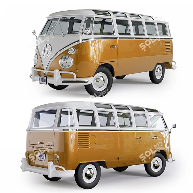 Classic Volkswagen Transporter: Timeless German Commercial Vehicle 3D model image 4