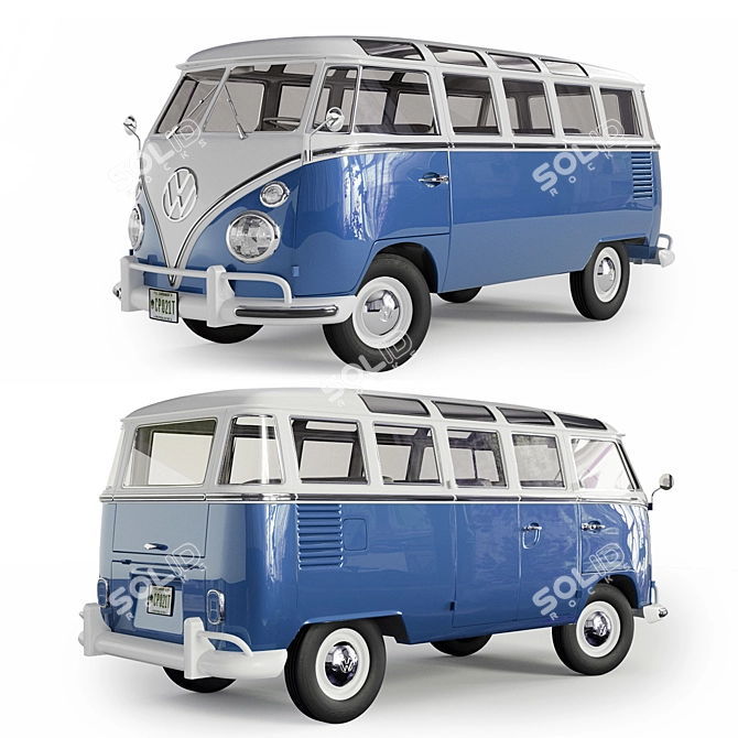 Classic Volkswagen Transporter: Timeless German Commercial Vehicle 3D model image 5