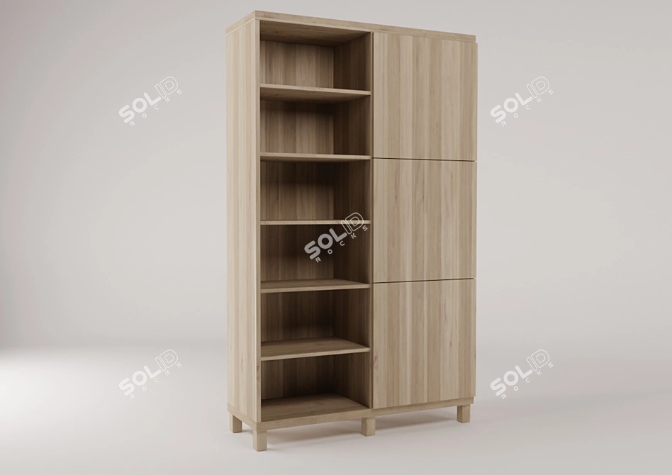 Besto 3-door Storage Cabinet - 120x42x202 cm 3D model image 1