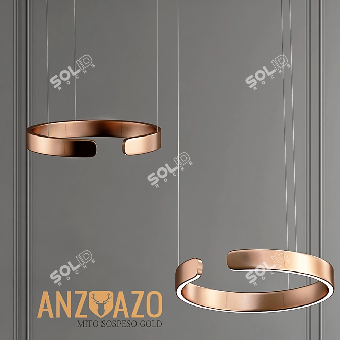 Elegant Gold Mito Suspension Pendant 3D model image 1