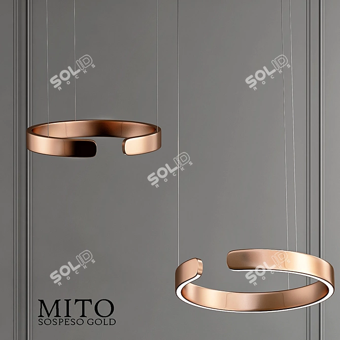 Elegant Gold Mito Suspension Pendant 3D model image 2