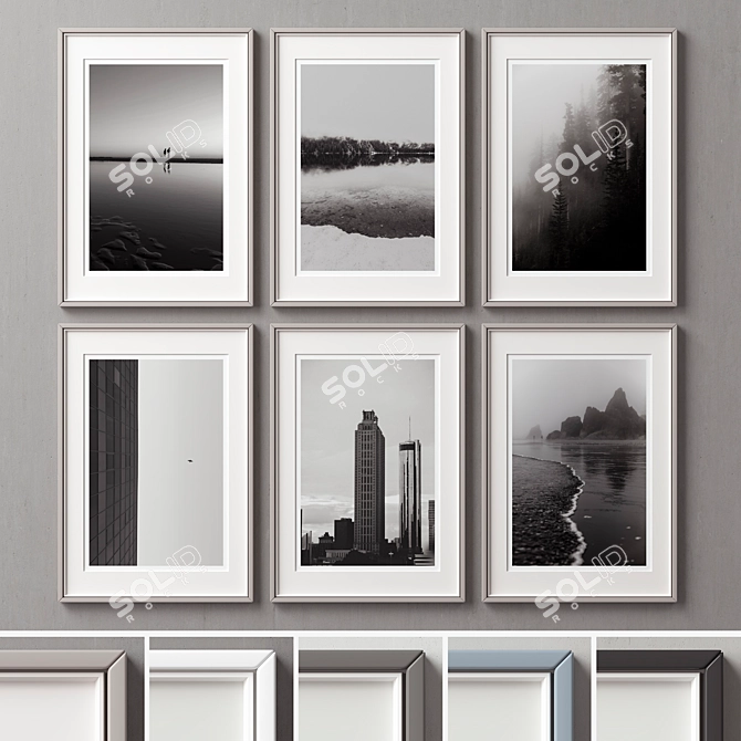 6-Piece Picture Frame Set - Variety of Sizes & Colors 3D model image 2