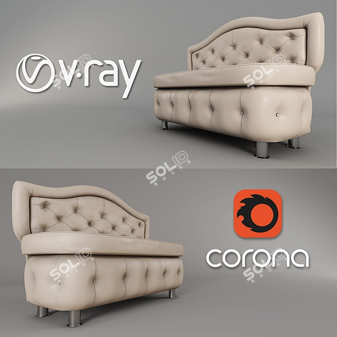 Quilted Comfort Small Sofa 3D model image 1