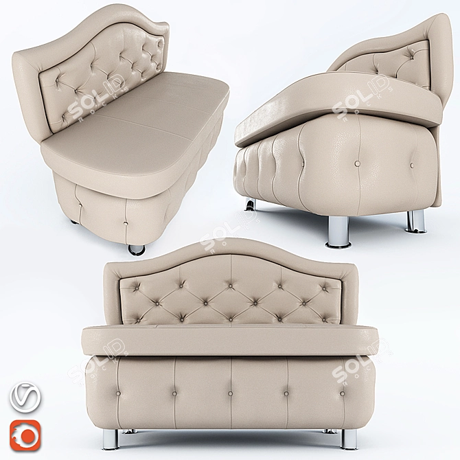 Quilted Comfort Small Sofa 3D model image 2