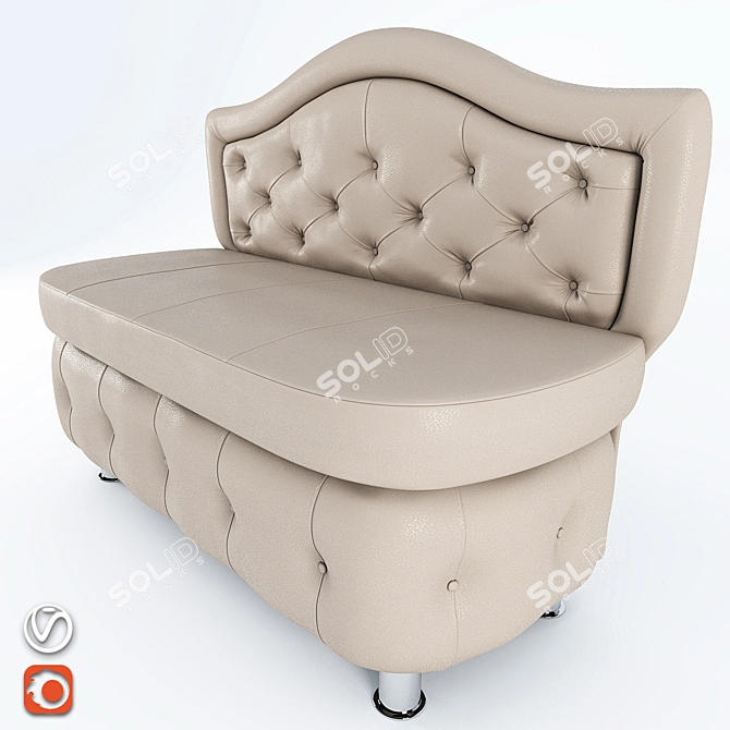 Quilted Comfort Small Sofa 3D model image 3