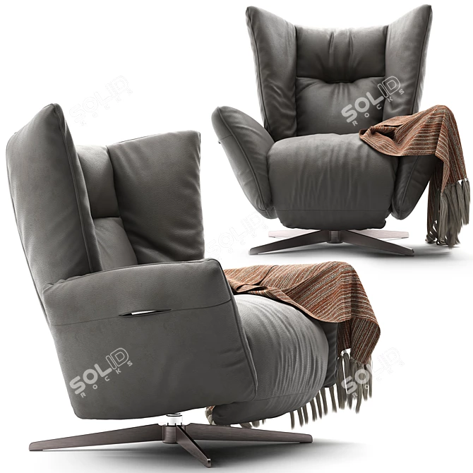 Natuzzi Tulip 3031: Stylish Armchair Designed by Mauro Lipparini 3D model image 2