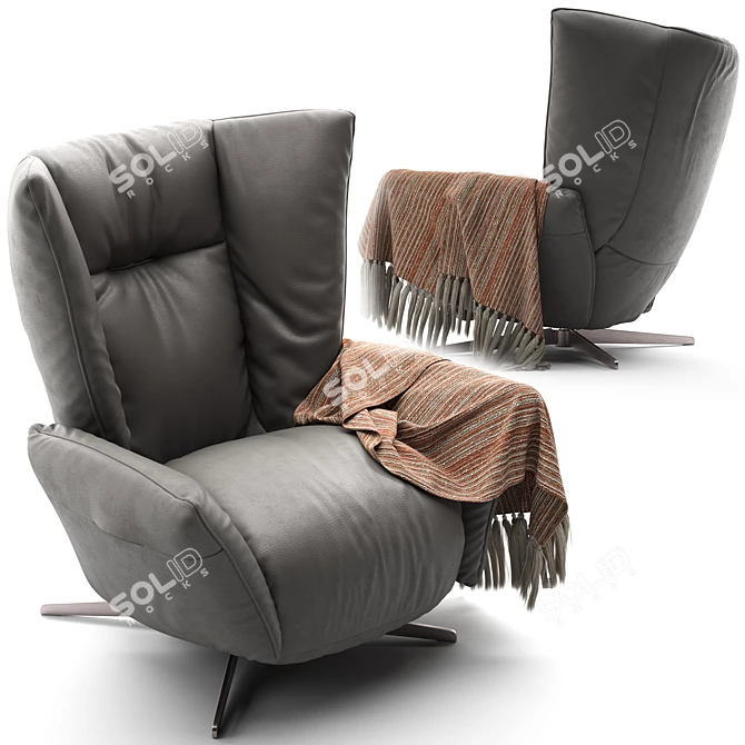 Natuzzi Tulip 3031: Stylish Armchair Designed by Mauro Lipparini 3D model image 3