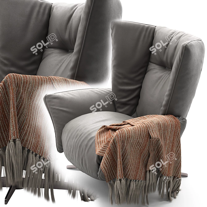 Natuzzi Tulip 3031: Stylish Armchair Designed by Mauro Lipparini 3D model image 4