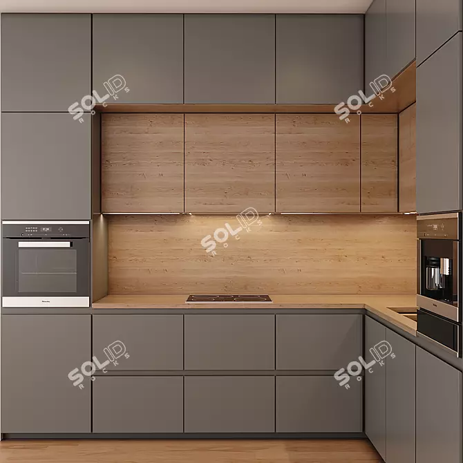 Sleek Modern Kitchen Design 3D model image 4