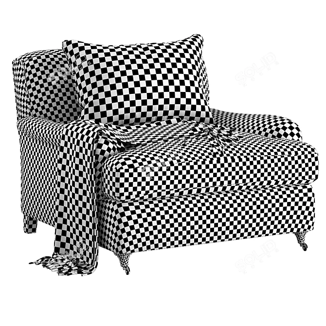 Belgian Roll Arm Chair: Classic Elegance for Your Home 3D model image 4