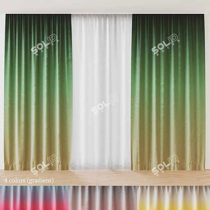 Gradient Curtains: 4 Color Options 3D model image 1
