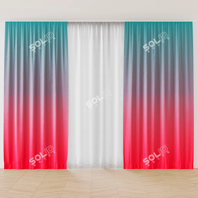 Gradient Curtains: 4 Color Options 3D model image 2