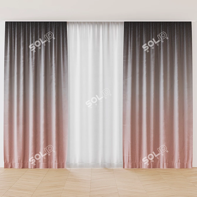 Gradient Curtains: 4 Color Options 3D model image 3