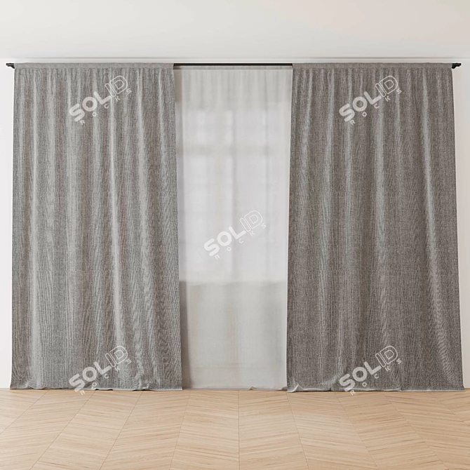 3-Color Curtains: Grey, Blue, Gradient 3D model image 3