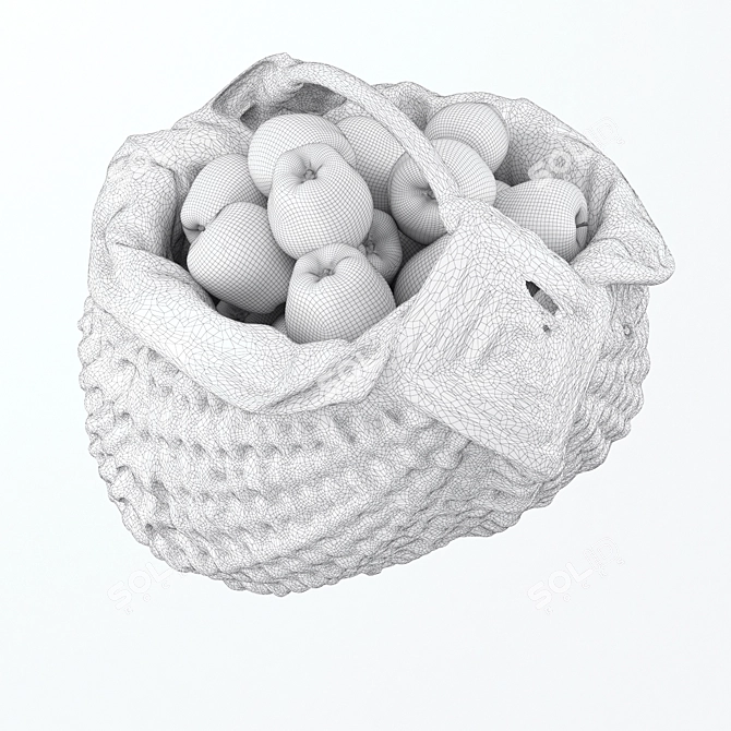 Delicious Red Apple Basket 3D model image 1