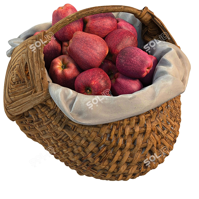 Delicious Red Apple Basket 3D model image 2