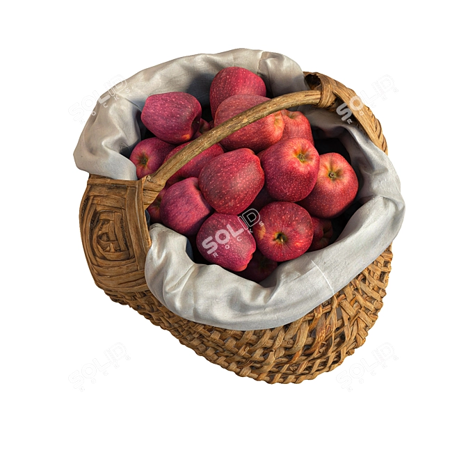 Delicious Red Apple Basket 3D model image 3