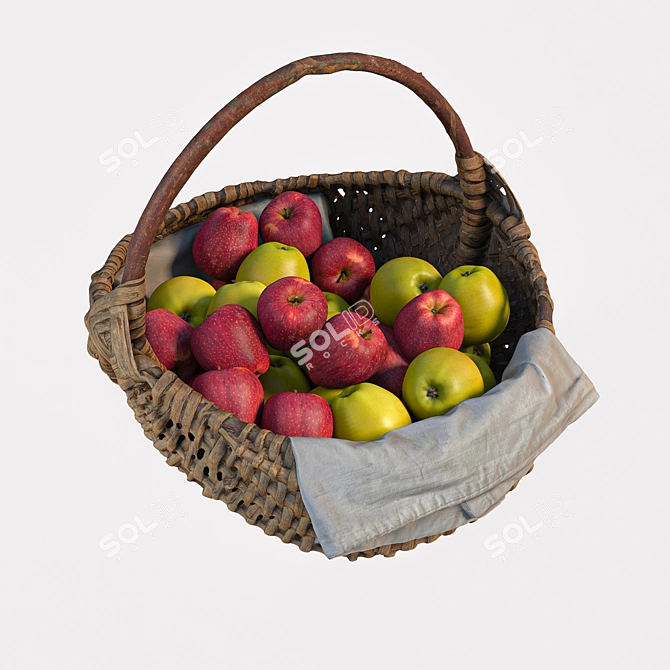 Photogrammetry Basket with Apples 3D model image 2